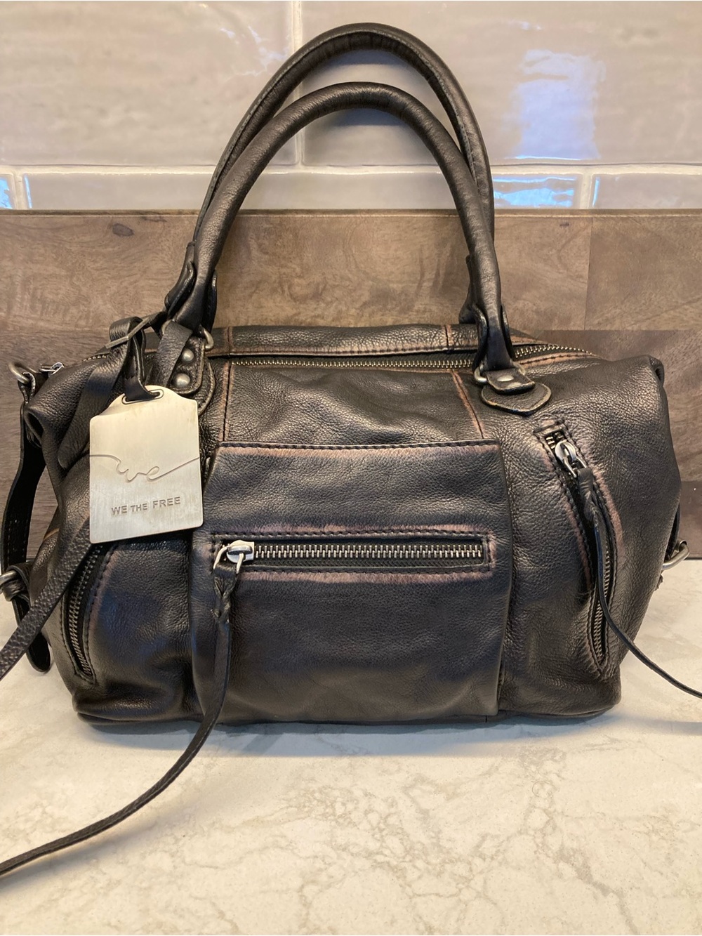 FREE PEOPLE We the Free Baby Emerson Leather Tote Bag in Black w/Mini Emerson - Picture 3 of 12